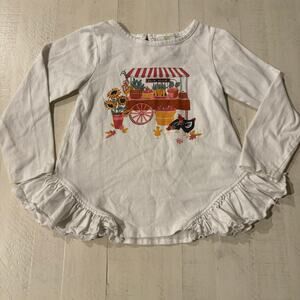 Emma’s Garden Farmstand Chickens Sunflowers Ruffle Top Size 2T EUC